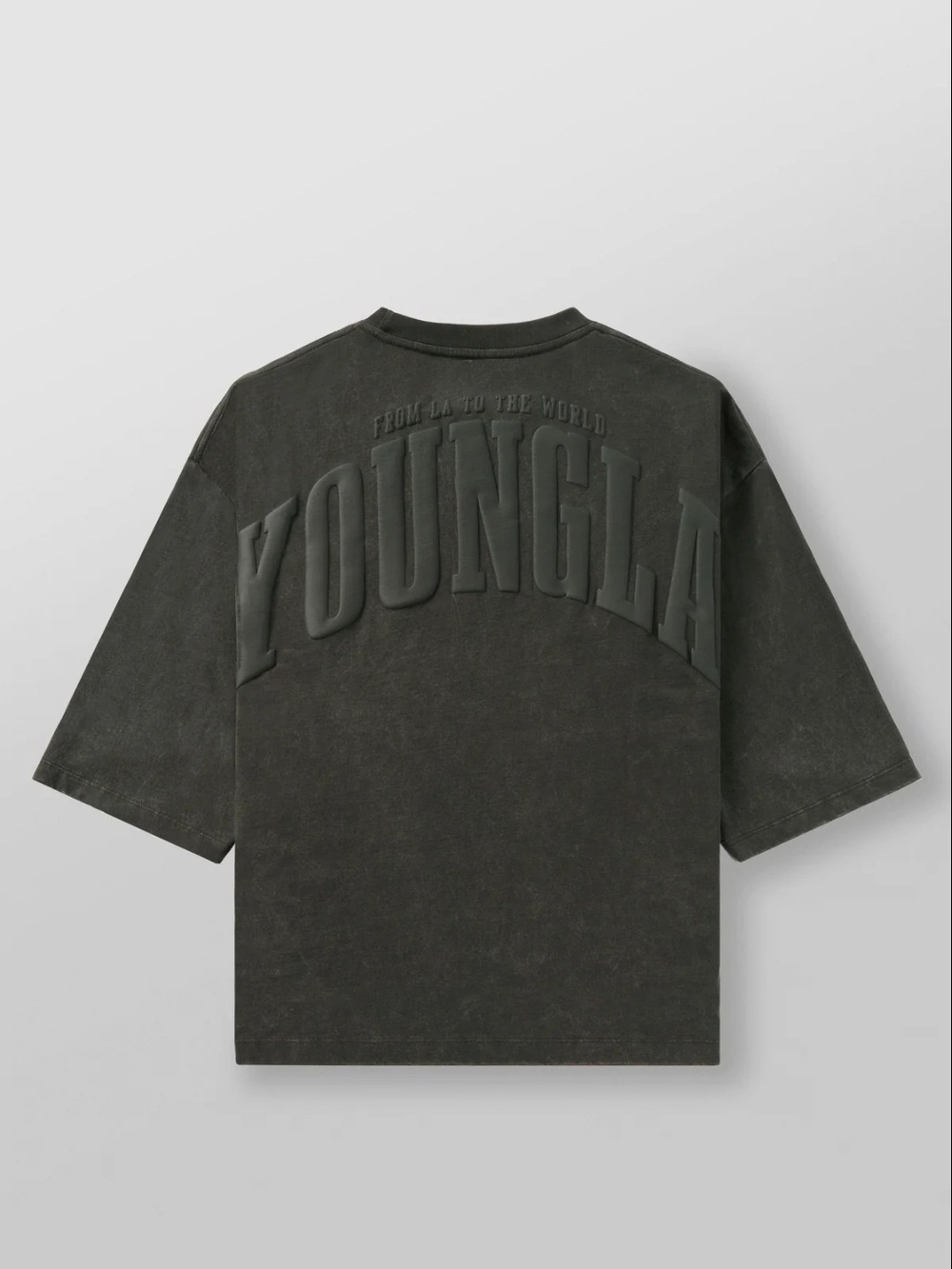 YoungLA 4138 Foundation Cropped Tee Black Wash  XL Boxy NWT
